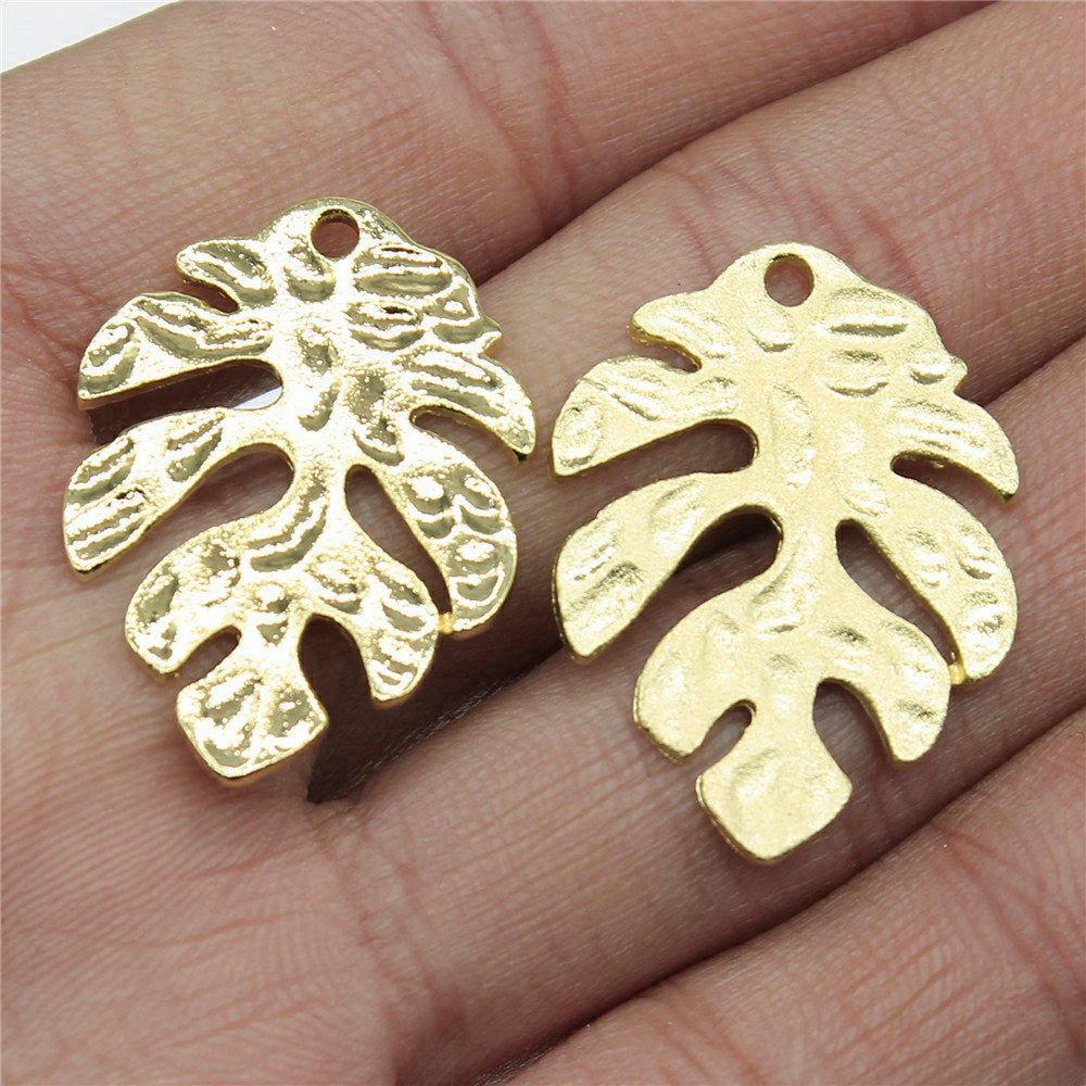 Foglie Grandi Dettagliate Fascino Botanico Bronzo Antico Lega di Zinco Materiali per la Creazione di Gioielli Stile Fabbricante di Gioielli Fascini Metallici