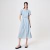Etmont Neck Cut-Out Shirring Dress, Sky Blue
