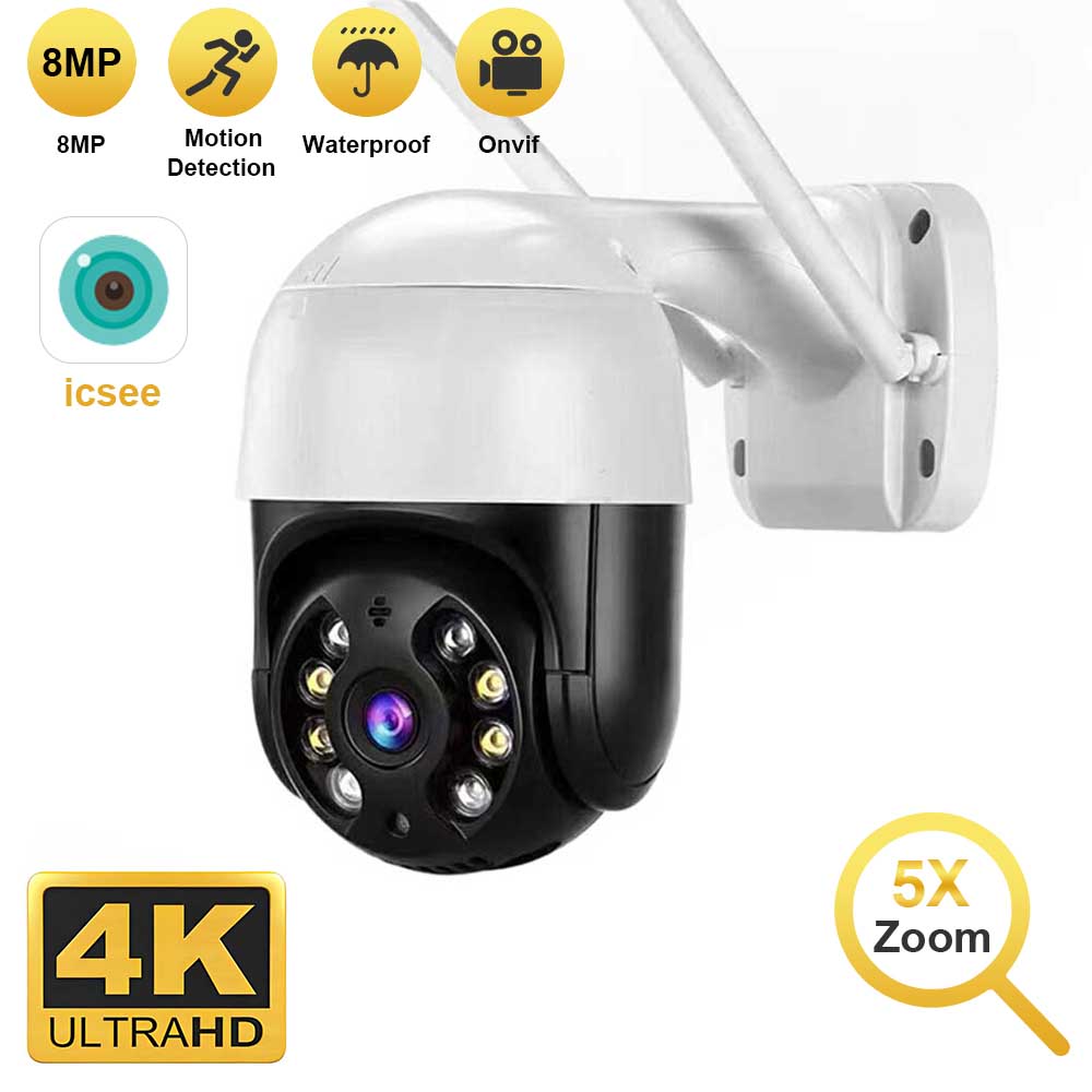 

4K 8MP PTZ Wifi IP Camera Outdoor 4X Digital Zoom AI Human Detect Wireless Camera H.265 P2P Audio 1080P 5MP Security CCTV Camera 5mp EU Plug no card