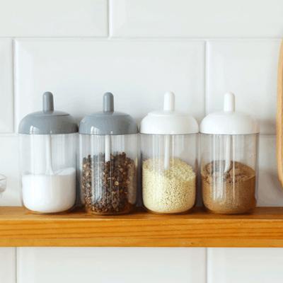 Barattoli per Spezie Impermeabili Grande Capacità Plastica Trasparente Visibile Scatola Portaoggetti per Condimenti per Cucina