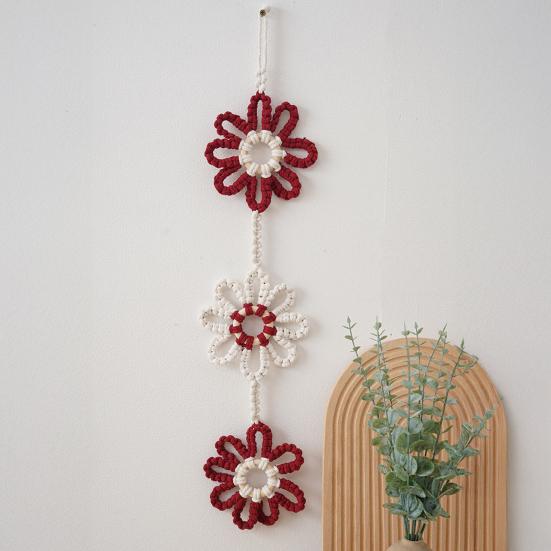 Nordic Handmade Sunflower Tassel Wall Hanging Bohemian Cotton Rope Decoration for