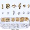 Xiaomi 12 Grids Shell Gold Silver Metal Nail Charms Decorations Starfish Jellyfish Summer Nail Rivet Studs Crafts Nail Art Accessories