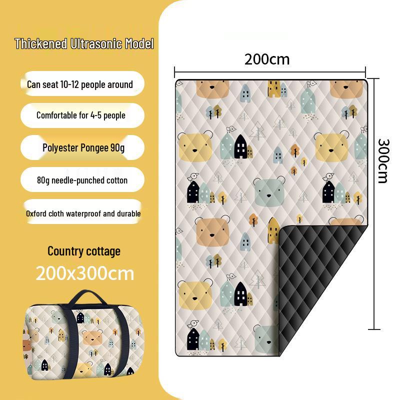 Tapis de pique-nique épaissi à ultrasons: Coussin d'extérieur résistant à l'humidité pour pelouse et camping avec piquets de sol