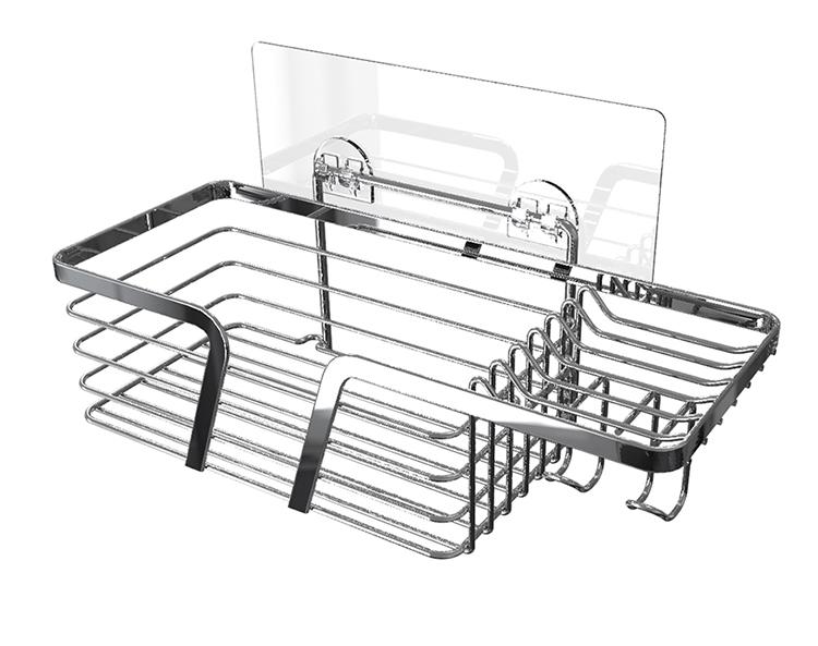 Free Sample Europe Design No Nails No Drill Stainless Steel 304 Bathroom Shelf серебряный
