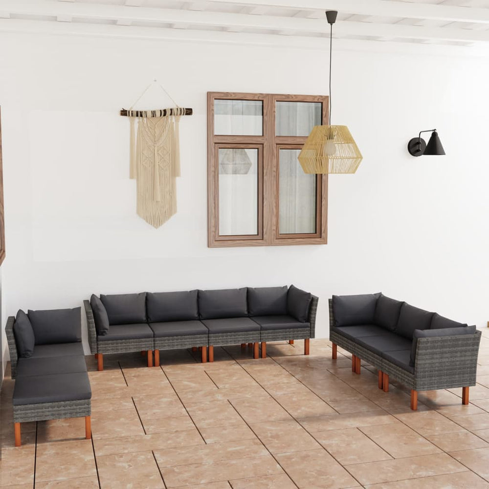 Salon de jardin 10 pcs avec coussins Résine tressée