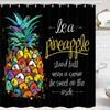 Pineapple Fruit Tropical Shower Curtain For Bathroom Decor Summer Green Leaves Blue Yellow Printed Fabric Waterproof With Hooks
