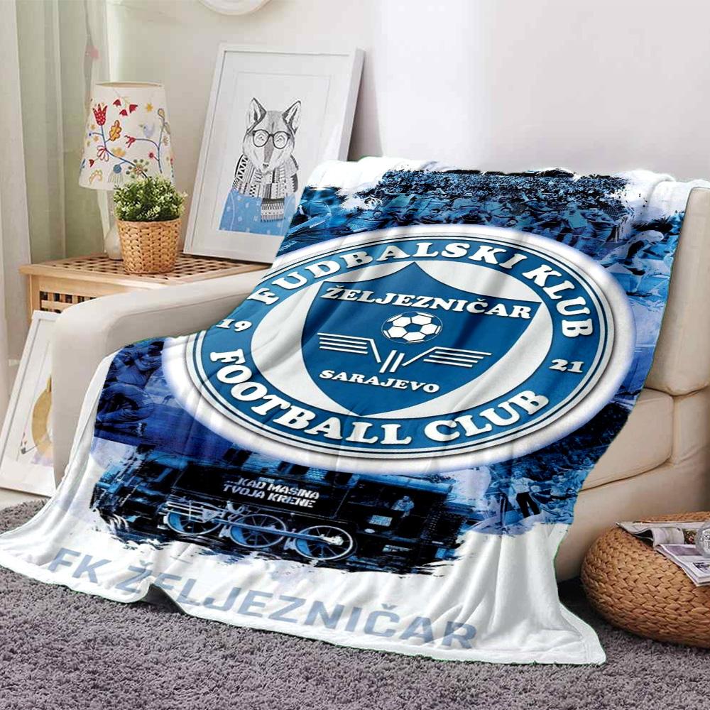 FKŽ Club Print Flannel Blanket High Quality Warm Comfortable Cover for All Seasons Perfect for Gifts Home Decor