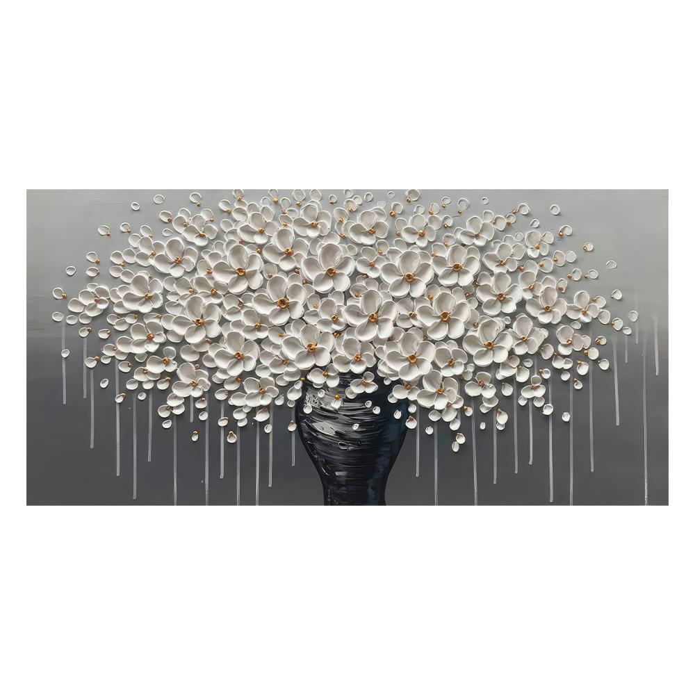 

Белая и Золотая Картина на Холсте с Цветами Современные Абстрактные Принты и Постеры с Цветами Настенные Картины для Гостиной Домашний Декор 20x40cm