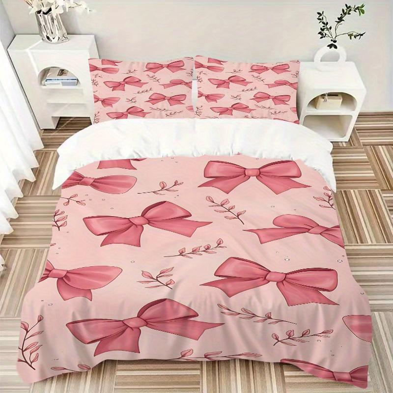 3pcs Bow Floral Bedding Cover Set, Fashion Classic Popular Print Bedding Set, Soft Comfortable, All - Season Use, For Bedroom, Guest Room150