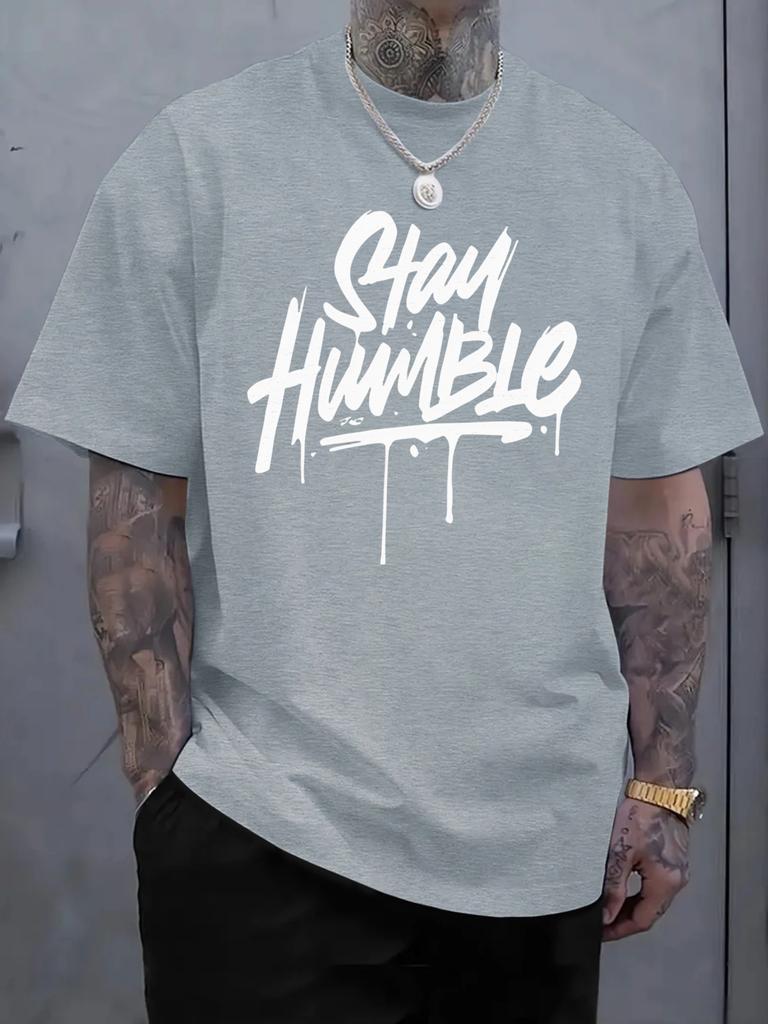 Stay Humble Graphic T-Shirt for Men - Red Short Sleeve Tee with Bold White Print