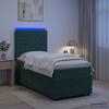 LED Box Spring Bed with Mattress Dark Green 90 x 190 cm Velvet