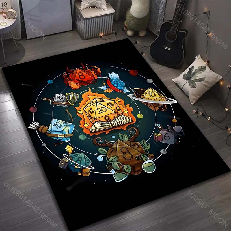 1PC Classic Game Dice Print Carpet Rug for Living Room Bedroom Sofa Doormat Decor Kids Play Home Area Rug Non-slip Floor Mat