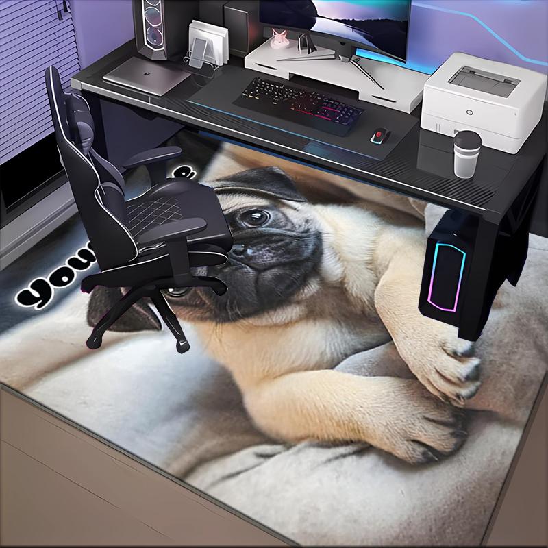 1PC Custom Name Pug Puppy Resting Comfortably. Theme Floor Mat Ideal for Living Room, Game Rooms, Office, Bedroom,Floor Mat Playful Design