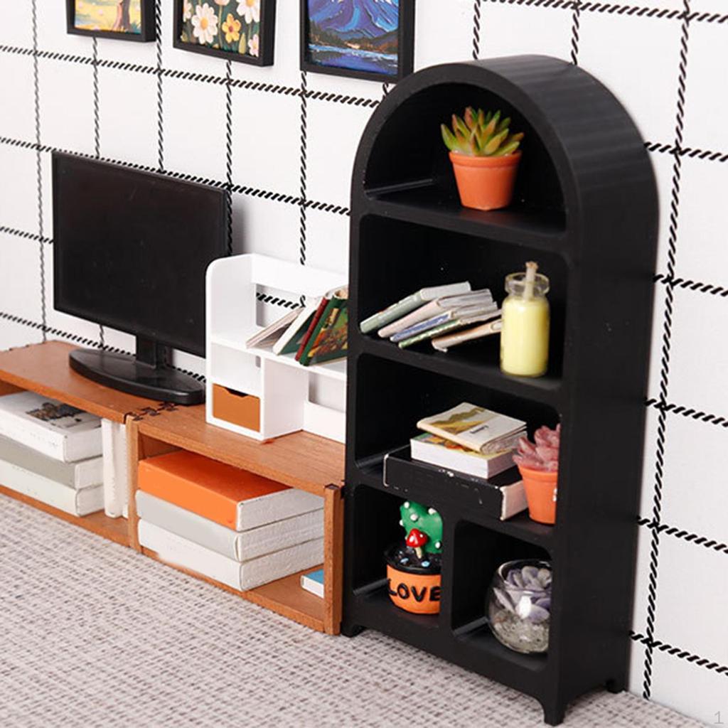1:12 Miniature Cupboard Dollhouse Bookshelf Display Showcase Doll House Cabinet Mini Furniture