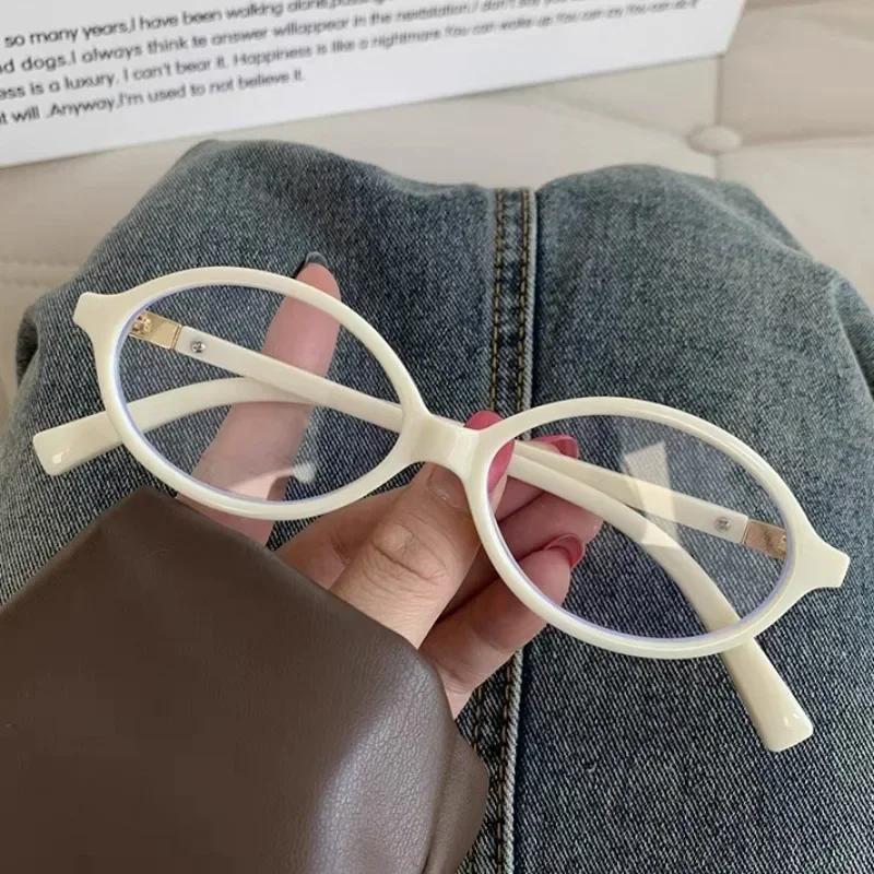 Retro Oval Frame Glasses Women Leopard Ins Sweet Cool Eyewear Trend Brand Reading Computer Anti Blue Light Eyeglasses