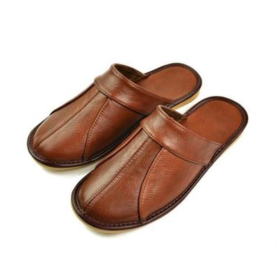 Luxuriöses Rindspaltleder, handgefertigt, Herren-Hausschuhe, Frühlings-Slipper, weich, bequem, schwarz, braun, Schlafzimmer, flache Herrenschuhe