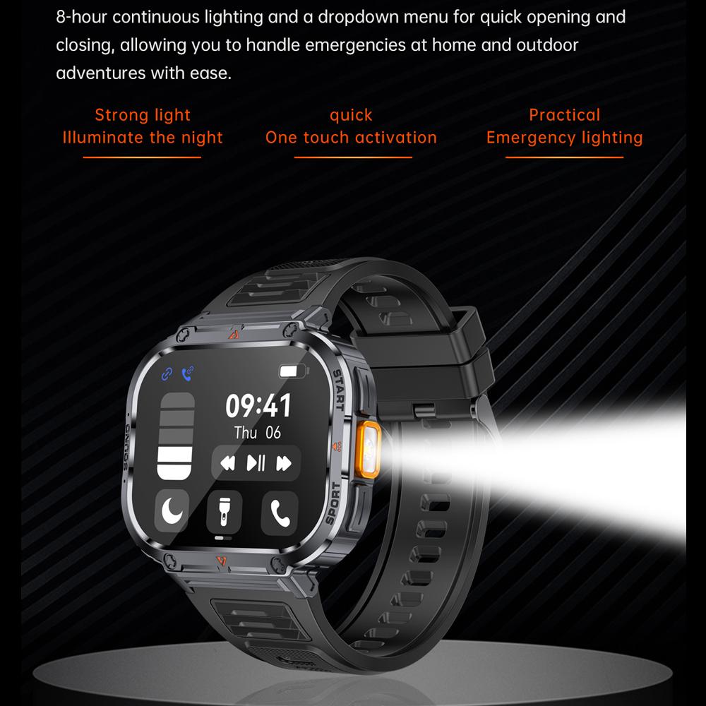 New  Smart Watch Men LED Flashlight Sports IP68 Waterproof GPS Tracker Bluetooth Call Smartwatch Man for Android ioS