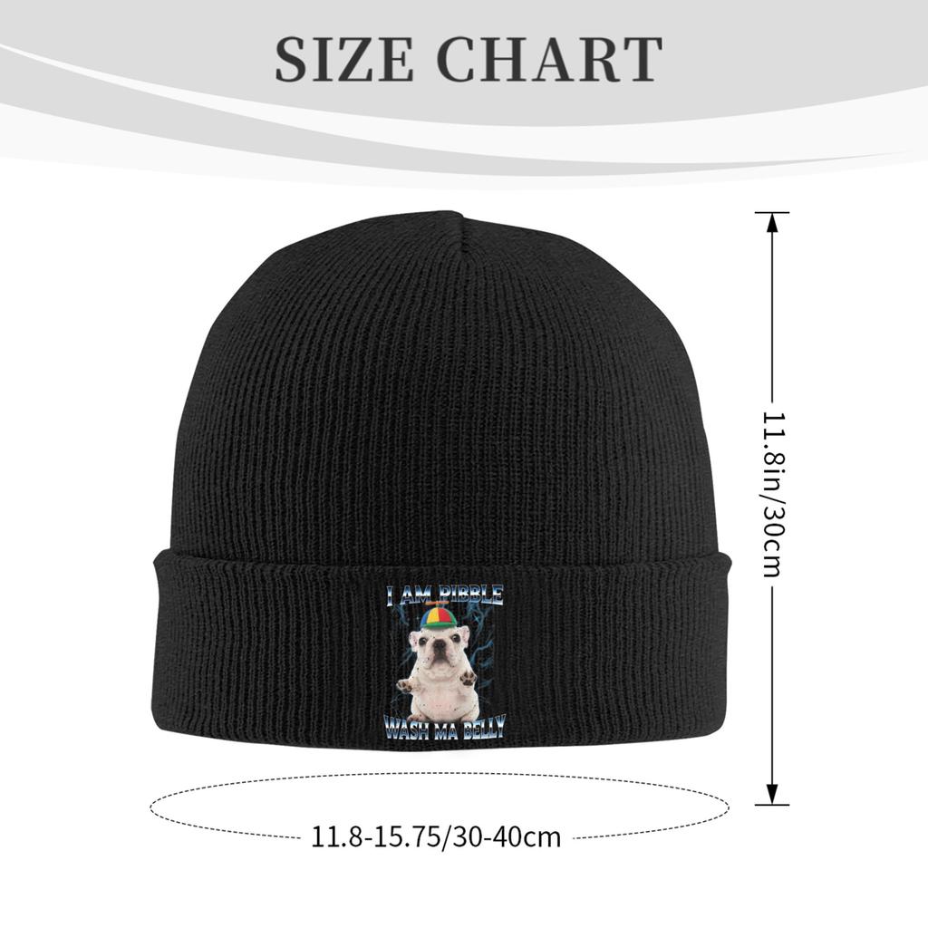 Women Men Rib Knit Cuffed Beanie Funny Pibble Meme Wash My Belly Accessories Warm Skull Knitted Hat Cap  Bonnet Hats