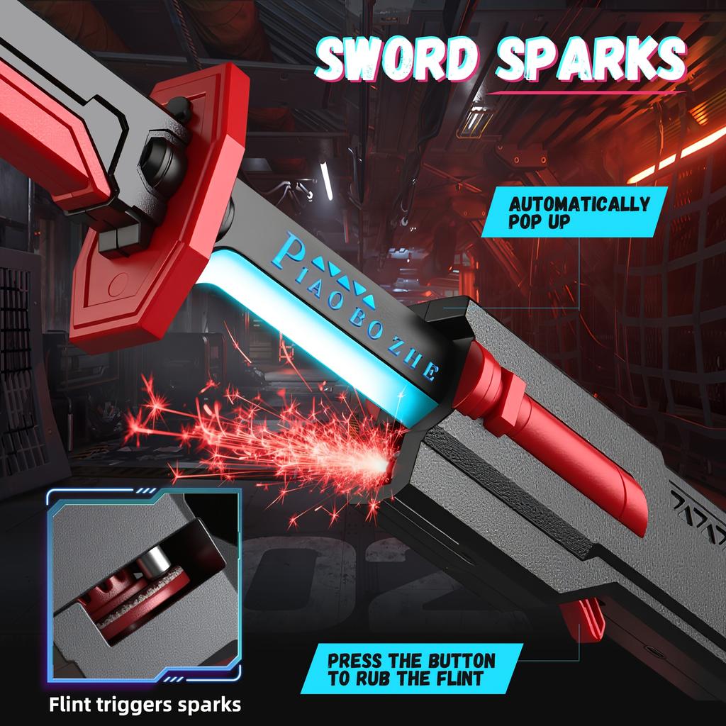 Spark & Sound Dueling Sword - Durable ABS Safe Material, Vibrant RGB Light-Activated Color Changing Blade