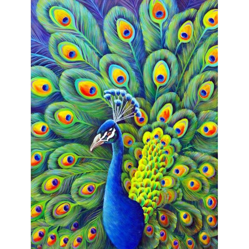DIY Peacock 5D diamantmaling helrund borharpiks Dyrediamantbroderi korssting mosaikksett Home Decor Dropship