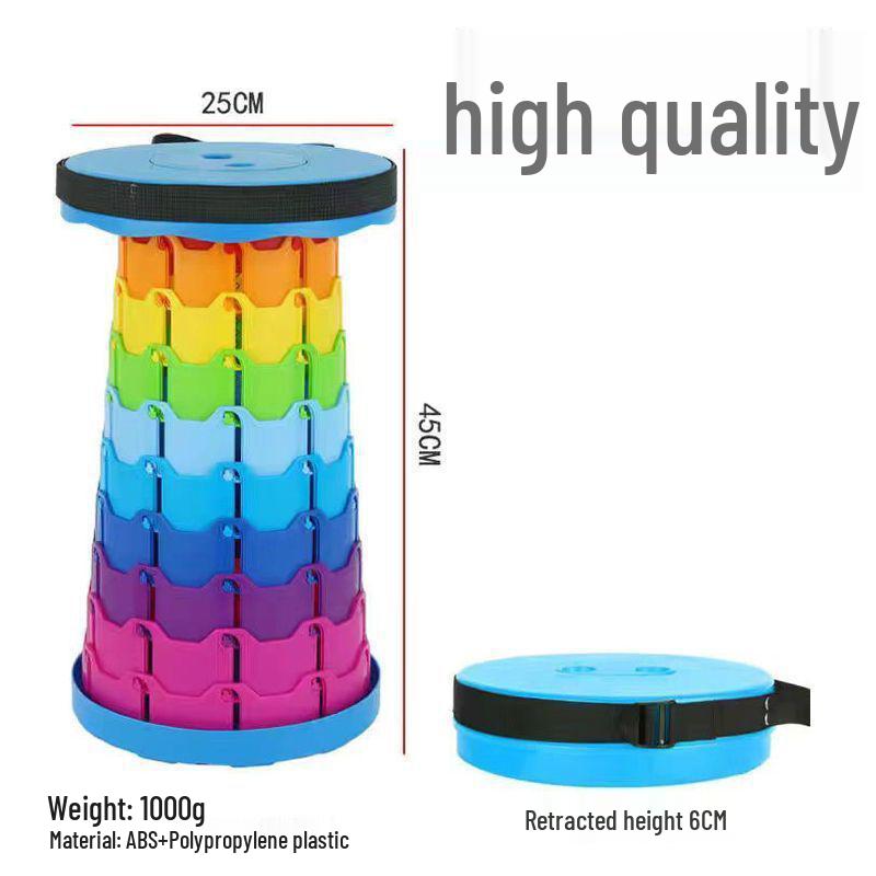 Compact Telescopic Folding Stool for Outdoor, Travel, Balcony, and Fishing - Portable and Adjustable.