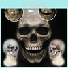Halloween Maske Beweglicher Kiefer Vollkopf Totenkopfmaske Mit Gruseligem Horror-Design Und Latexmaterial