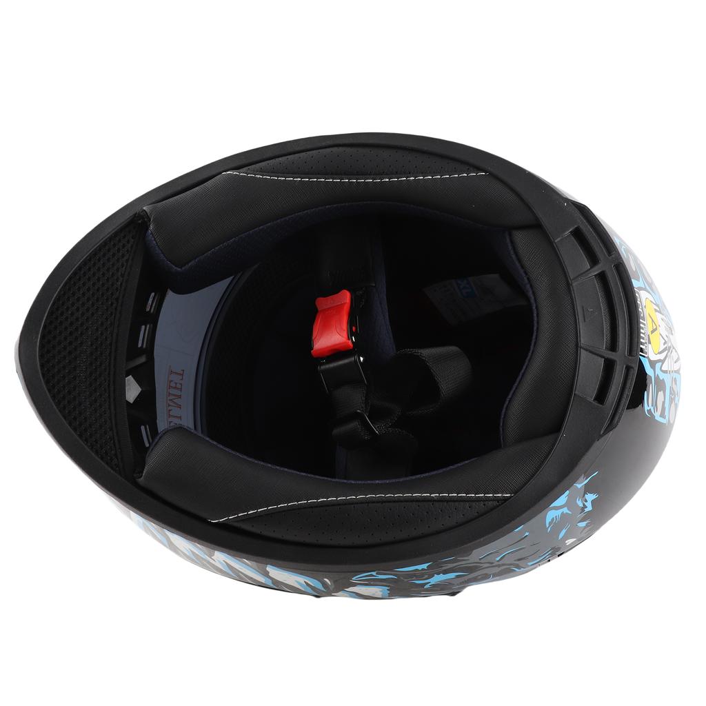 Full Face Motorcycle Helmet Street Bike Helmet for Men Women Unisex, Good Breathability with Safety Buckle, Blue, XL