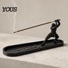 Artistic Incense Tray for Home Samurai Swords Burner Ornament with Ash Tray, Zen Style Holder Cool Desk Ornaments Men Office Decor, Meditation