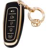 LEERLY Key Fob Cover with Anti-lost Keychain Compatible with Ford C-Max Edge Escape Expedition Explorer Flex Focus Taurus Lincoln MKS MKT MKX