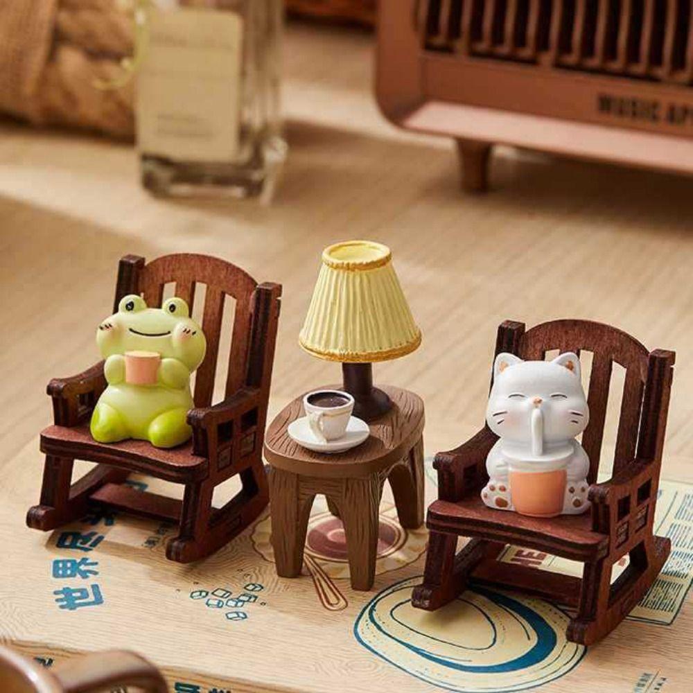 Dumb Bear Rocking Chair Frog Models Pig Figurine Small Chair Ornaments  Birthday Decor
