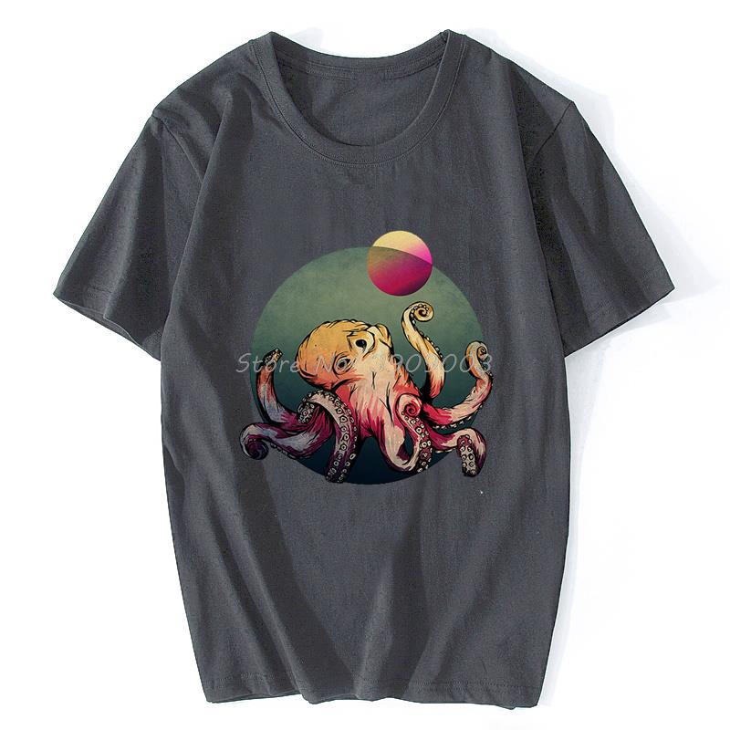 Deep Sea Octopus Funny Vintage TShirt Casual Cotton Tshirt Oversized Unisex Tops Unisexs Clothes Fitness T Shirt