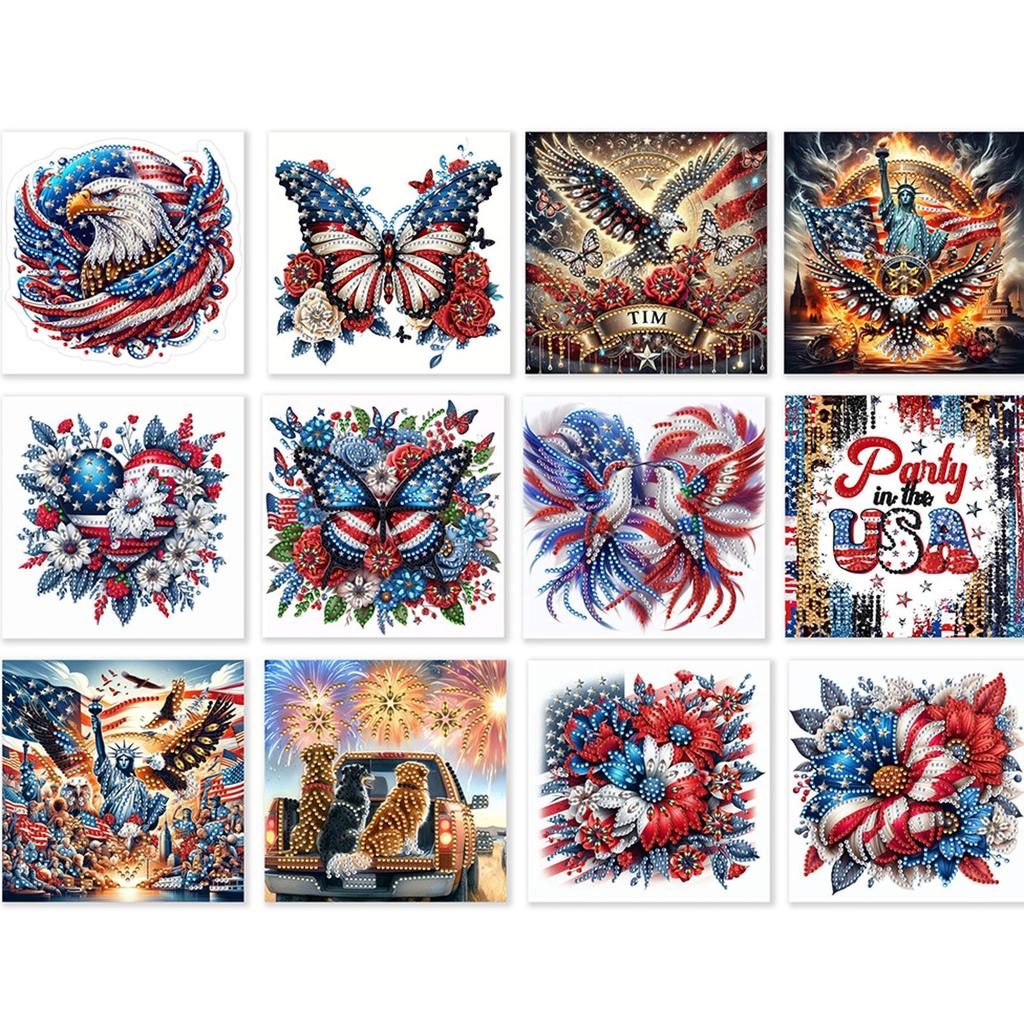 12PCS DIY Rhinestone Diamond Art Mosaic Postcards Diamond Art Handmade Cards for Birthdays Thanksgiving & Special Occasion