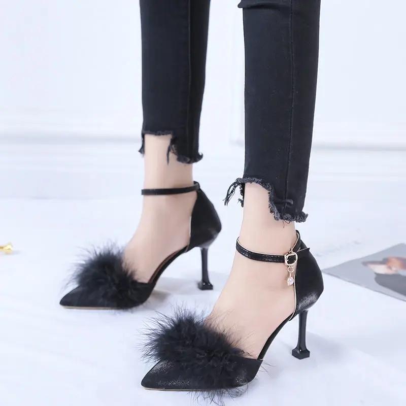 

Женская обувь Туфли на высоком каблуке Пряжки Женские сандалии Роскошная летняя обувь 2025 Комфортные Новые Дышащие Модные Низкая цена Сандалии 39