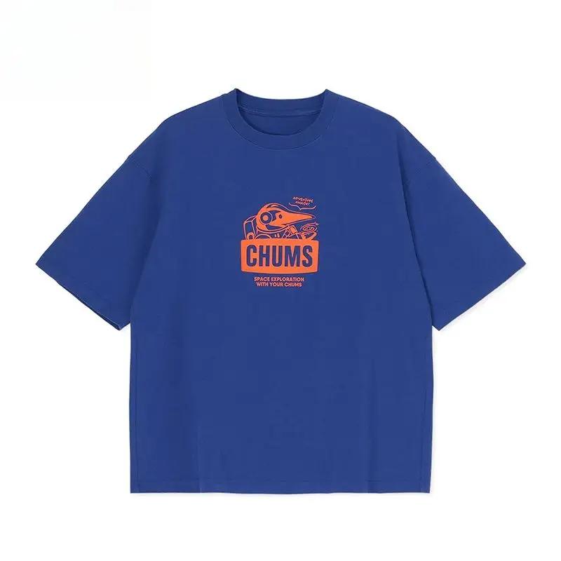 CHUMS Sports Outdoor Short Sleeve Men Women Universe Theme Print Casual Oversized Round Neck T-shirt Unisex Comfortable Top Tees