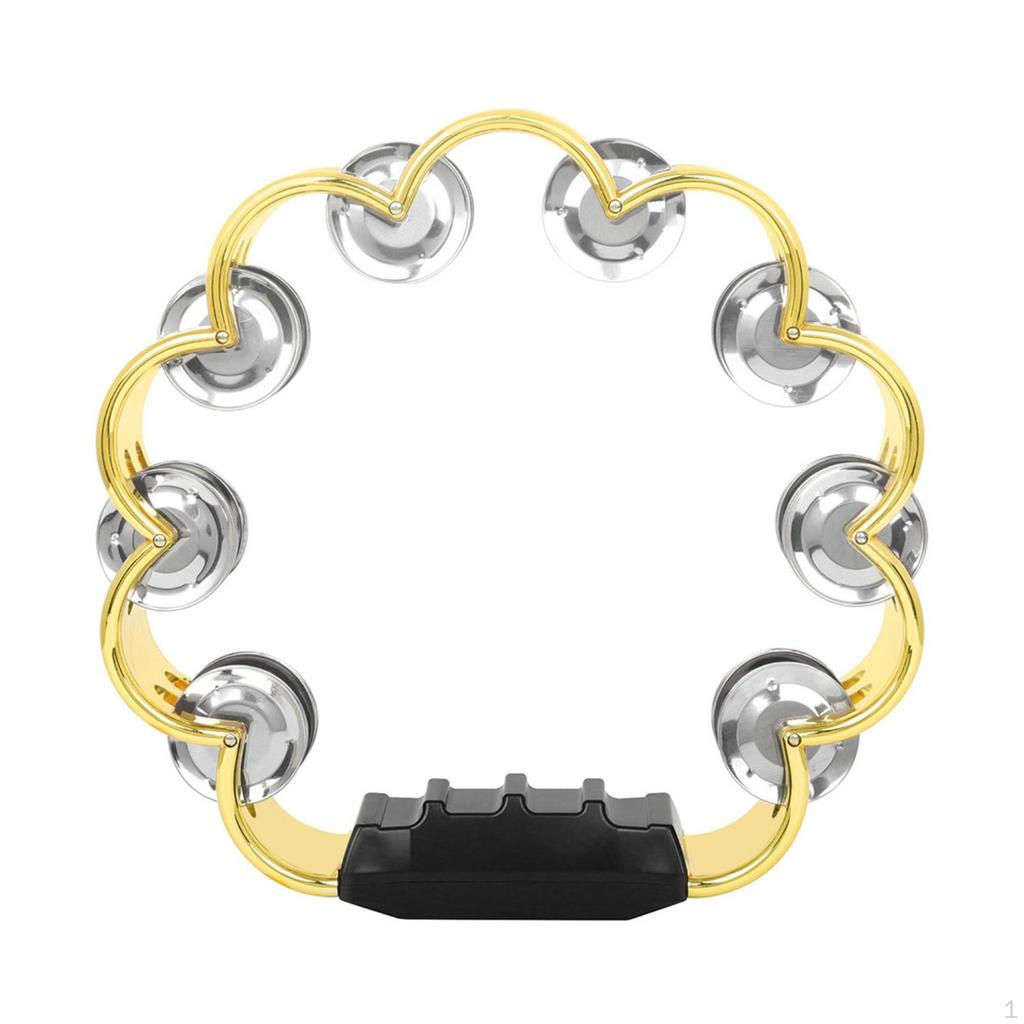 Tambourine with Grip Handle Comfortable Ergonomic Hand Percussion