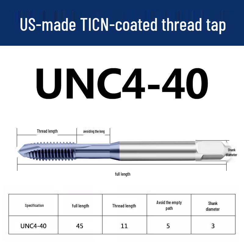 TICN Coated UNC4-40 Spiral Point Tap