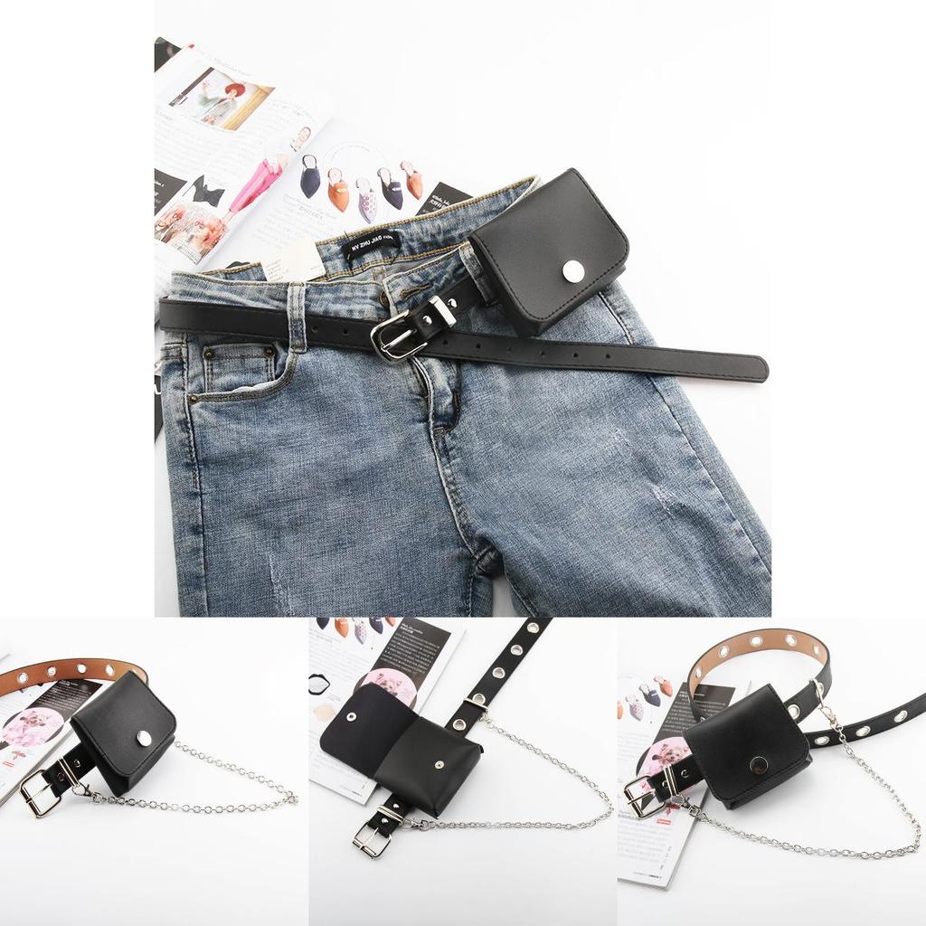 Punk Style Chain Waist Belt With Metal Buckle For Street Fashion Outfits