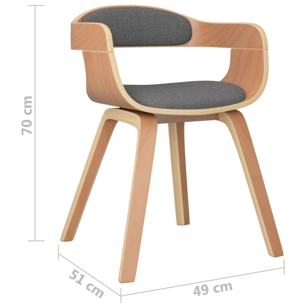 Vidaxl Dining Chair, Light Gray, Bentwood And Fabric