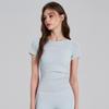 Women's Slim-Fit Knit Yoga Tee - One-Piece, Short Sleeve, Casual Outdoor Sports Top