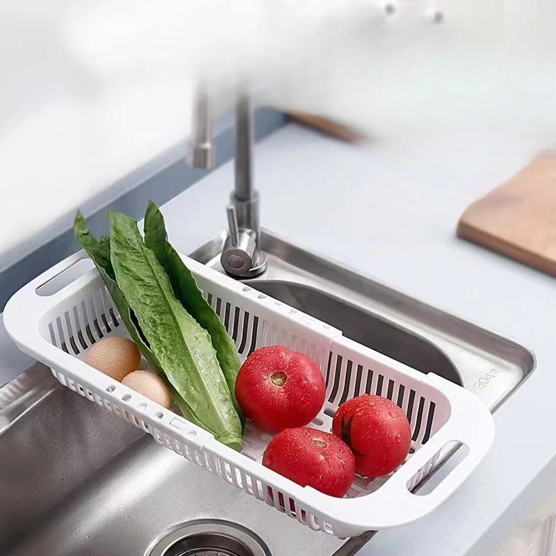 Double Layer Multifunctional Retractable Drain Basket for Washing Dishes, Vegetables, Fruits, Plastic Filter Basket