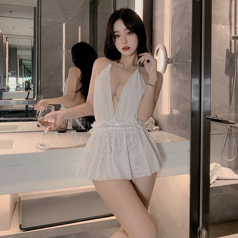 New sexy lingerie deep V backless temptation jumpsuit bed hot neck secretary free uniform