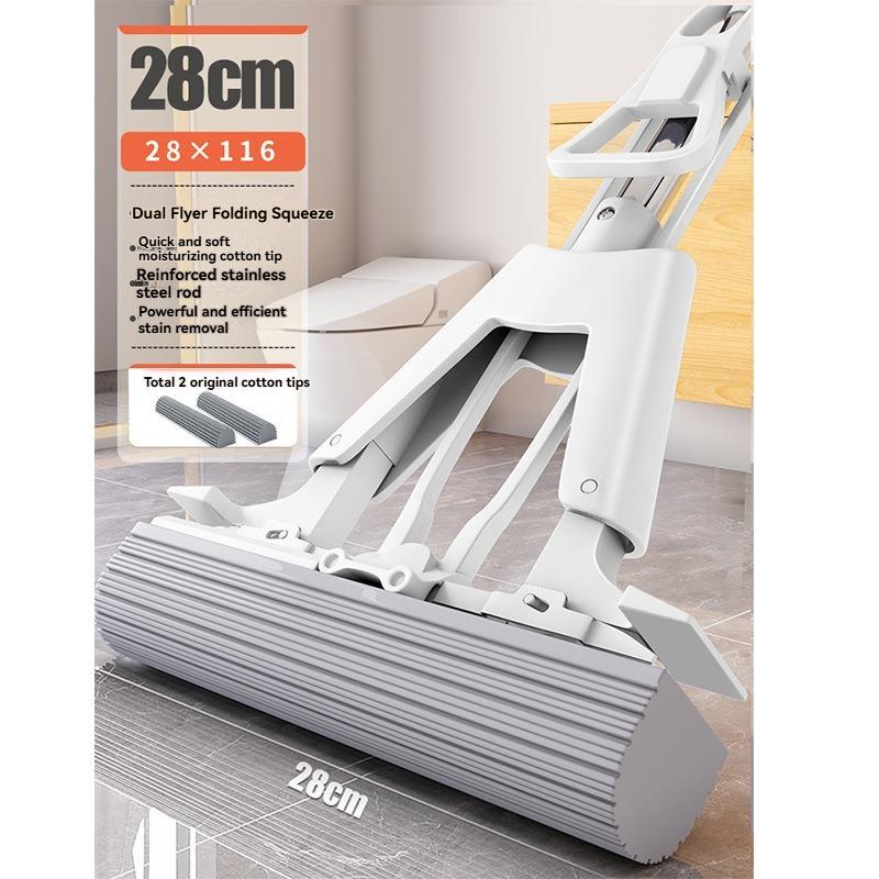 2-in-1 Quad-Twist Mop Set Dry & Wet Use High-Efficiency Stainless Steel Handle—Ideal For Yards Living Rooms Bedrooms And Pools A