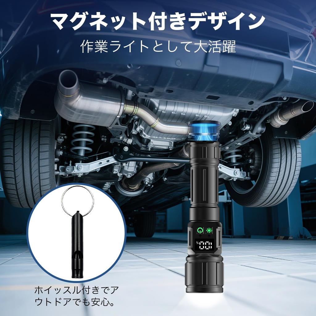 Powerful LED Emergency 5000mAh 26650 Handheld 9 Dimmable Bright COB Work with Ideal for Power Night and Evacuation Preparedness Flashlight, Supplies,