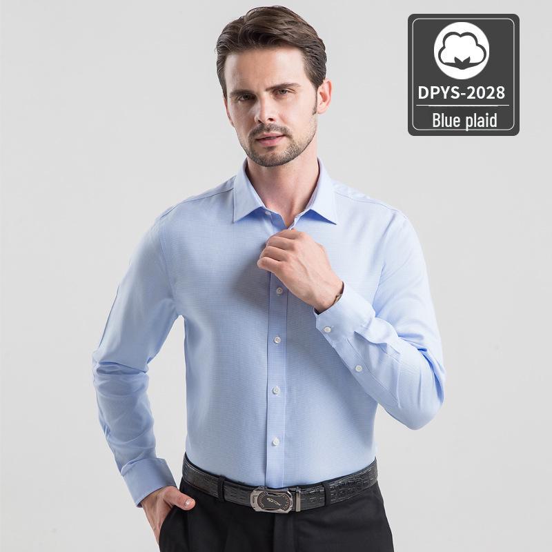 2022 Premium Men's Long-Sleeve Iron-Free Pure Cotton Shirt - Light Luxury Business Wear