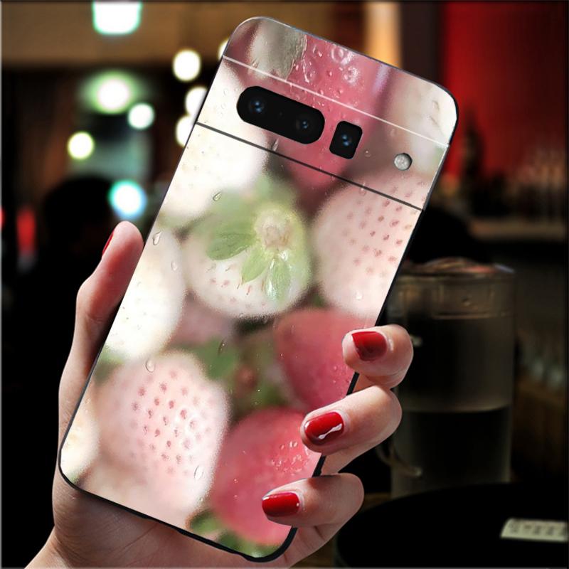 For Google Pixel 10 9 Pro XL Silicone Phone Soft Case For Google Pixel 9A 8A 7A 6A 5 Cover Shell Strawberry Cat Cartoon