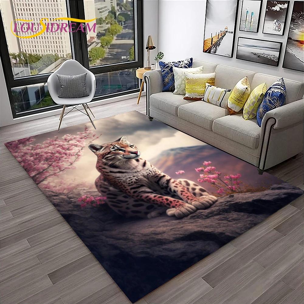 Leopard Cheetah Animals Cartoon Carpet Rug for Home Living Room Bedroom Sofa Doormat Decor,Kid Play Area Rug Non-slip Floor Mat