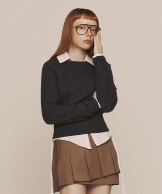 INSTANTFUNK Wool Cable Crop Knit