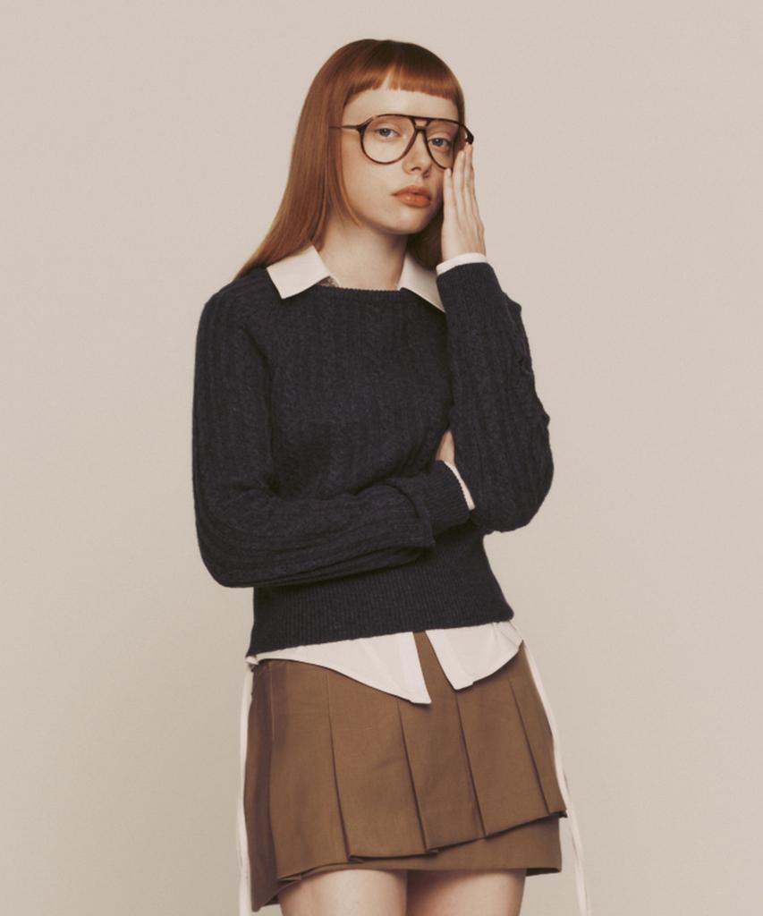 INSTANTFUNK Wool Cable Crop Knit