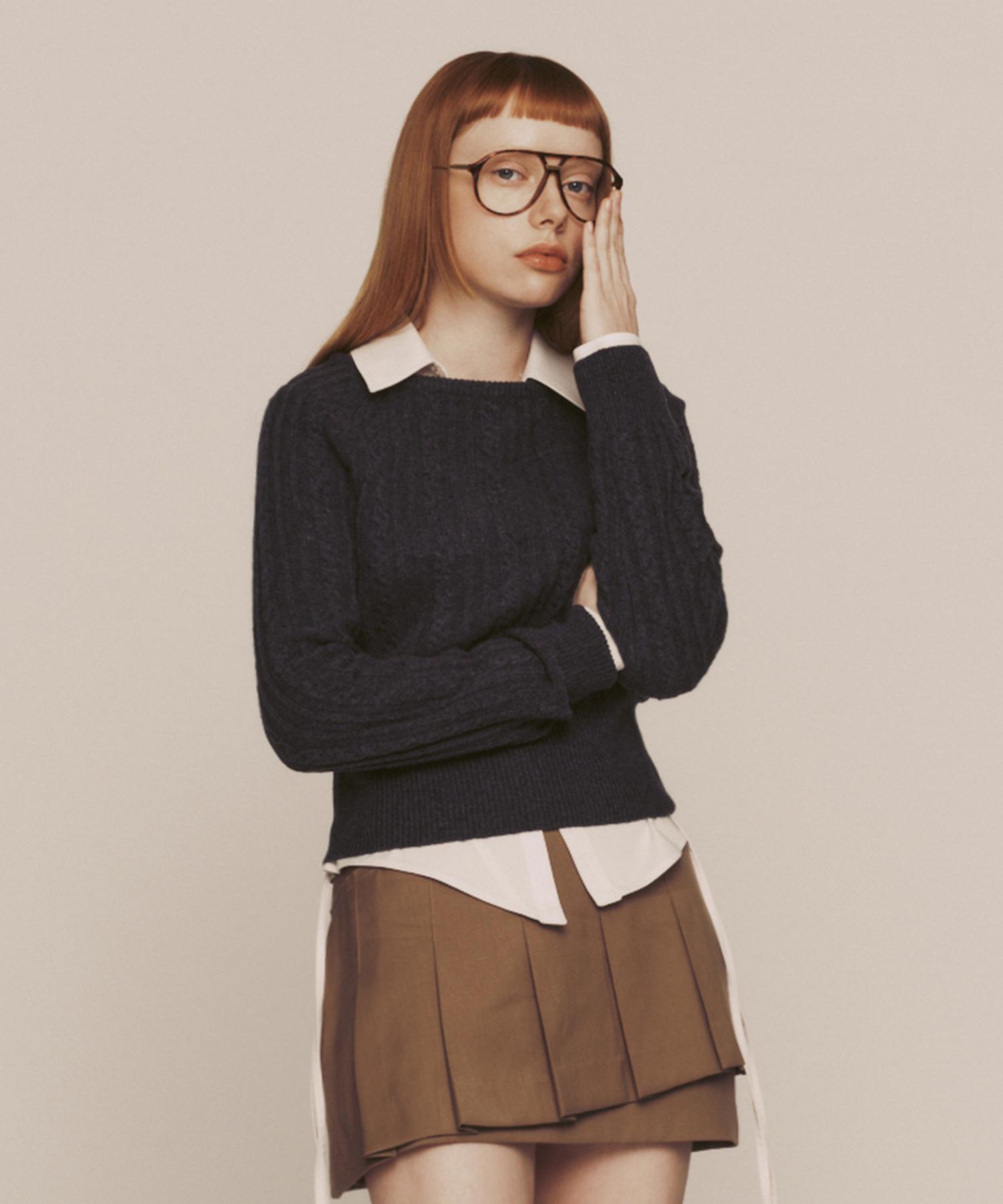 Instant Punk Wool Cable Crop Knit Charcoal/S