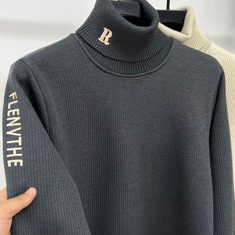 Men's Wool Blend High Neck Sweater - 2025 Autumn/Winter Casual Printed Knitwear